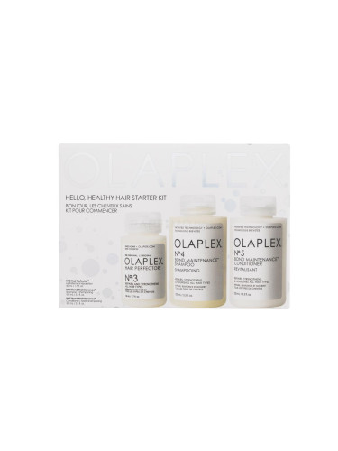 Olaplex Hello, Healthy Hair Starter Kit Подаръчен комплект балсам за коса No.3 Hair Perfector 50 ml + шампоан No.4 Bond Maintenance Shampoo 100 ml + балсам No.5 Bond Maintenance Conditioner 100 ml