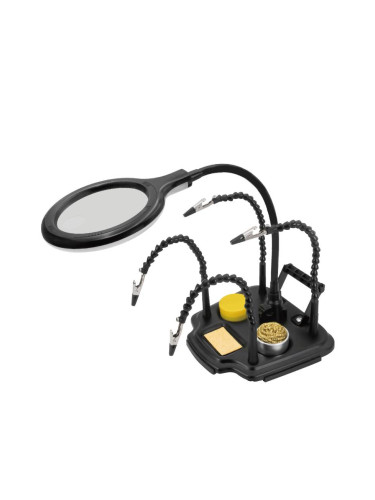 Увеличителна, настолна лупа и щипки, 100mm, увеличение x1.7/4, SN-396N, PRO'S KIT