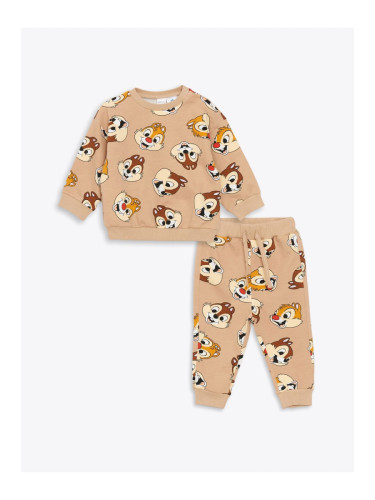 LC Waikiki Crew Neck Long Sleeve Chip and Dale Printed Baby Boy Sweatshirt and Tracksuit Bottom 2-Piece Set