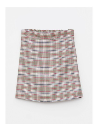 LC Waikiki Girls' Elastic Waist Plaid Gabardine Skirt