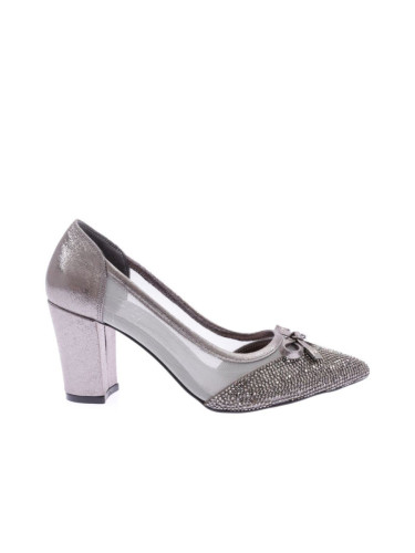 DGN 255 Women's Silver Studded Transparent Heeled Shoes