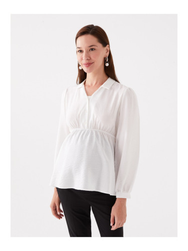 LC Waikiki Shirt Collar Plain Long Sleeve Maternity Blouse