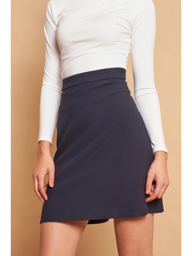 60086 Dewberry Knee Length Bell Skirt-NAVY