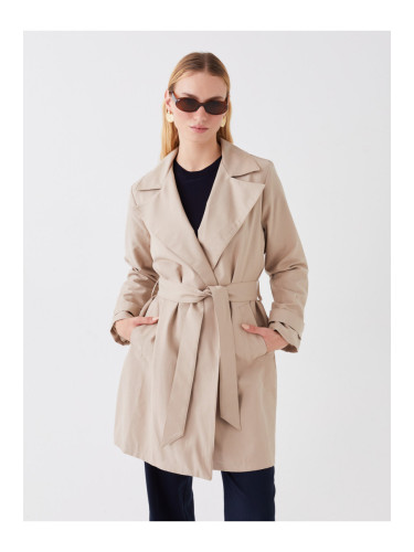 LC Waikiki Jacket Collar Plain Long Sleeve Women's Trench Coat