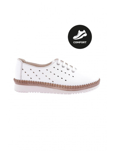 DGN P57-23y Women's Lace-up Casual Shoes Genuine Leather White