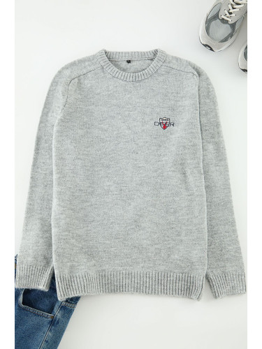 Trendyol Grey Regular Crew Neck Plain Knitwear Sweater