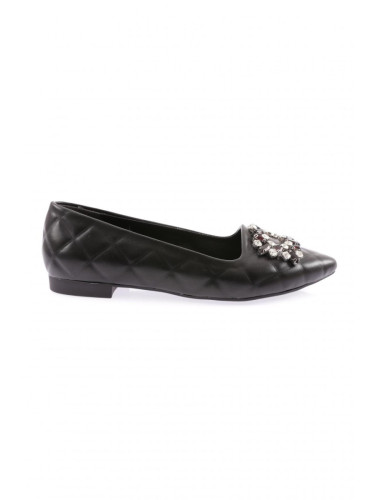 DGN 6560-23y Women's Crystal Square Buckle Flats