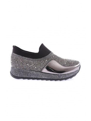 DGN Akt-17-23y Women's Thick Sole Crystal Stone Sneakers Shoes Platinu