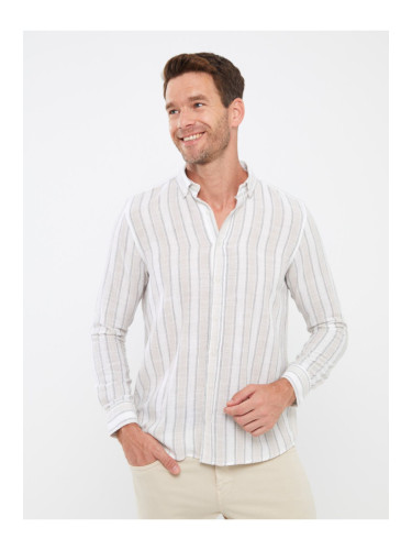 LC Waikiki Men's Slim Fit Long Sleeve Striped Dobby Shirt