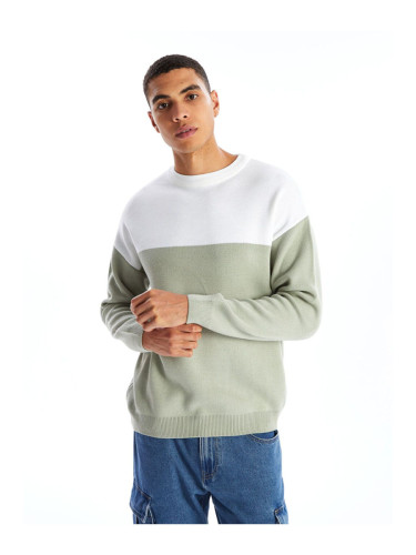 LC Waikiki Crew Neck Long Sleeve Color Block Men's Knitwear Sweater