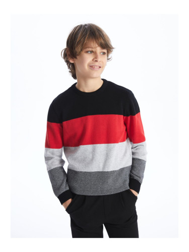 LC Waikiki Crew Neck Color Blocked Long Sleeve Boy's Knitwear Sweater