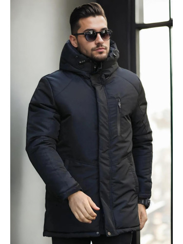 57667 Dewberry Hooded Winter Mens Coat-BLACK