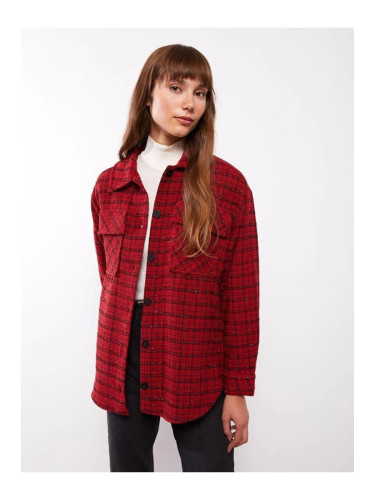 LC Waikiki Classic Front Button Closure Plaid Long Sleeve Women's Shirt Jacket