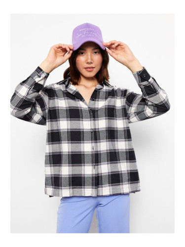 LC Waikiki Women's Plaid Long Sleeve Oversize Lumberjack Shirt