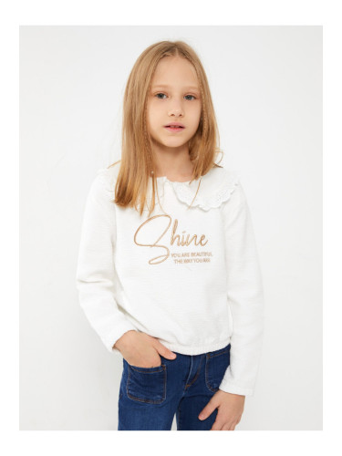 LC Waikiki Baby Collar Embroidered Long Sleeve Girl's Sweatshirt