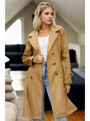 68115 Dewberry Belted Women Trenchcoat-CAMEL