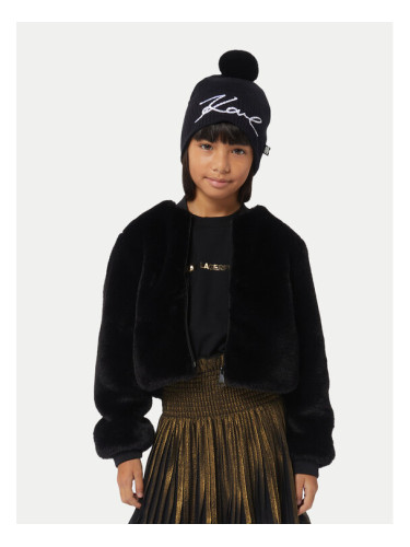 Karl Lagerfeld Kids Кожено палто Z30231 D Черен Regular Fit