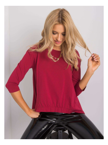 Burgundy blouse with 3/4 sleeves