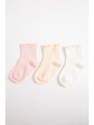 DEFACTO Baby Girl Seamless 3 Piece Cotton Long Socks