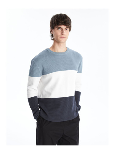 LC Waikiki Crew Neck Long Sleeve Color Block Men's Knitwear Sweater