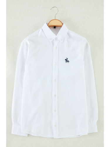 Trendyol White Regular Fit Embroidered Detail Oxford Smart Shirt