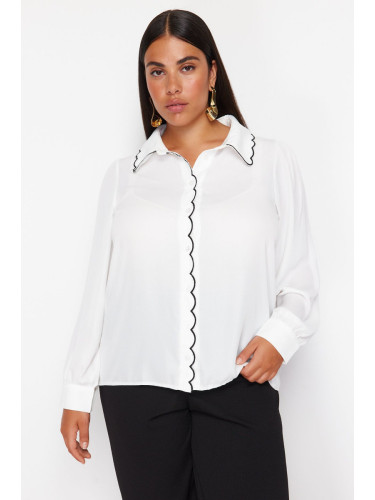 Trendyol Curve White Embroidery Detailed Woven Shirt