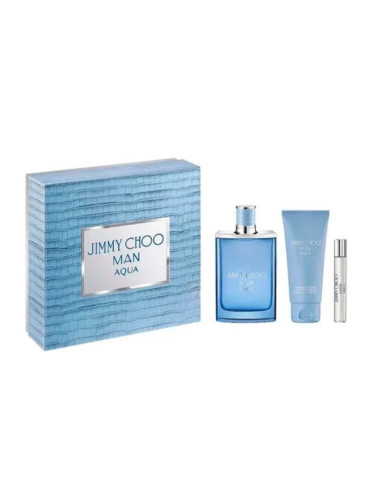 Jimmy Choo Man Aqua Комплект за мъже EDT Тоалетна вода 100 ml Душ гел 100 ml EDT Тоалетна вода 7.5 ml