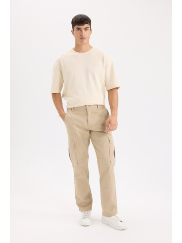 DEFACTO Wide Leg Cargo Pocket Straight Leg Gabardine Trousers