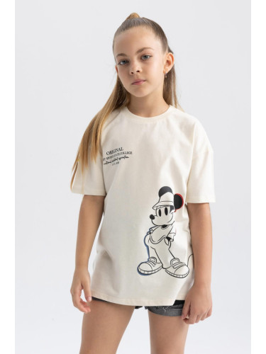 DEFACTO Girls Disney Mickey & Minnie Oversize Fit Wide Cut Short Sleeve T-Shirt