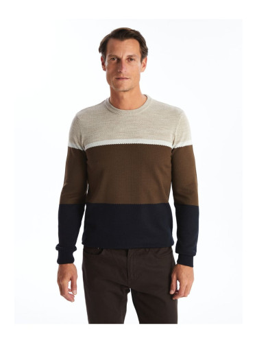 LC Waikiki Crew Neck Long Sleeve Color Block Men's Knitwear Sweater