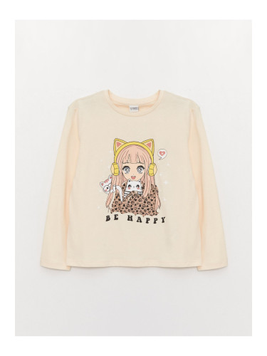 LC Waikiki Crew Neck Printed Long Sleeve Girls' T-Shirt