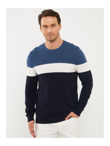 LC Waikiki Crew Neck Long Sleeve Color Block Men's Knitwear Sweater