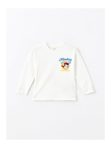 LC Waikiki Crew Neck Long Sleeve Nostalgic Monkey Printed Baby Boy T-Shirt