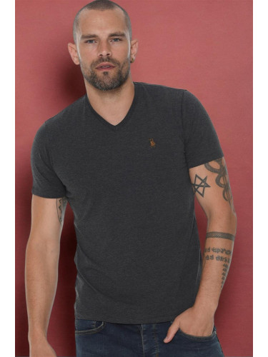 T8568 DEWBERRY V-NECK MEN'S T-SHIRT-DARK ANTHRACITE