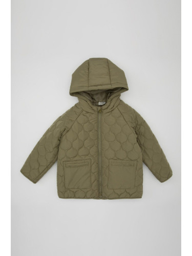 DEFACTO Baby Boy Zipper Pocket Hooded Water Repellent Patterned Puffer Jacket