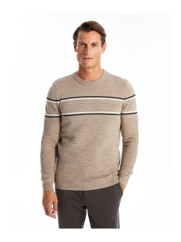 LC Waikiki LCW Crew Neck Long Sleeve Striped Men's Knitwear Sweater