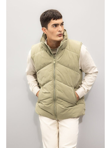 DEFACTO Puffer Vest Stand Collar Zippered Pocket Quilted