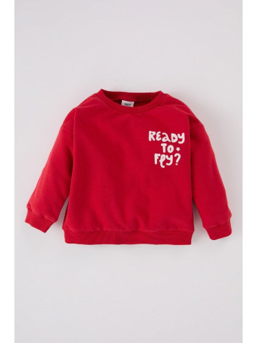 DEFACTO Baby Boy Crew Neck Printed Soft Furry Sweatshirt