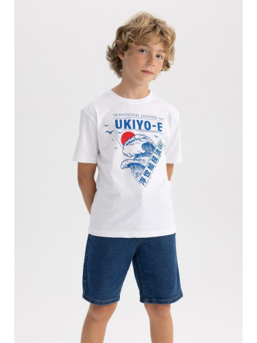 DEFACTO Boys' Crew Neck Printed Short Sleeve T-Shirt