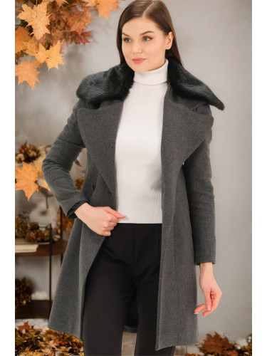 Z6643 DEWBERRY WOMEN'S COAT-FLAT OPEN ANTHRACITE