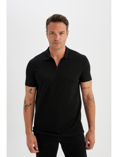 DEFACTO New Regular Fit Zippered Short Sleeve Polo T-Shirt