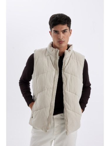 DEFACTO Stand Collar Quilted Puffer Vest with Zipper and Pocket