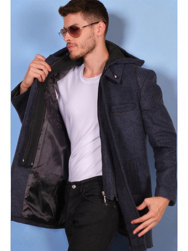 PLT8335 DEWBERRY MEN'S COAT-DIAGONAL BLUE-BLACK