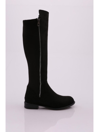 DGN 504 Women's Back Stretch Zip Up Knee High Flats Boots.