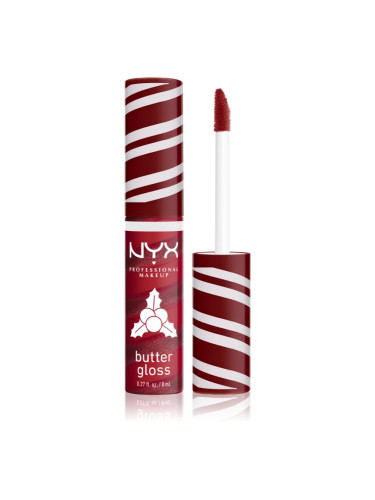 NYX Professional Makeup Holiday Butter Gloss блясък за устни цвят 04 Holly Berry Swirl 8 мл.