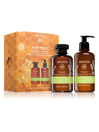 Apivita Tonic Mountain Tea Shower Gel & Body Milk Set коледен подаръчен комплект