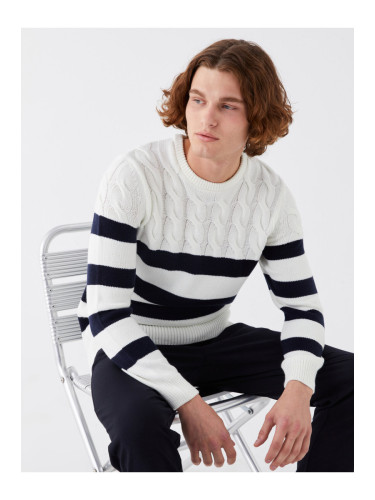 LC Waikiki Crew Neck Long Sleeve Striped Men's Knitwear Sweater