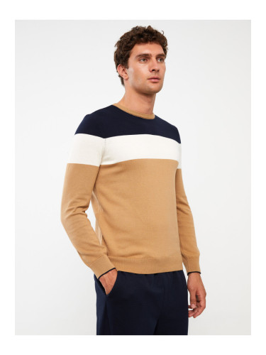 LC Waikiki Crew Neck Long Sleeve Color Block Men's Knitwear Sweater