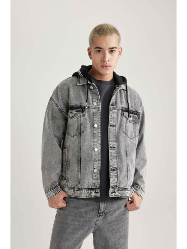 DEFACTO Oversize Fit Hooded Jean Jacket