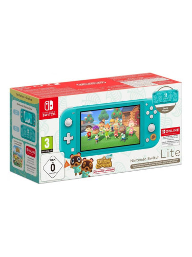 Конзола Nintendo Switch Lite - Turquoise, Animal Crossing: New Horizons Bundle - Timmy &amp; Tommy Aloha Edition + 12 месеца NSO